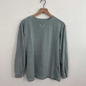 Woolrich Men's Long Sleeve Crew Neck Cotton Pullover Tee Shirt Chambray Grey M